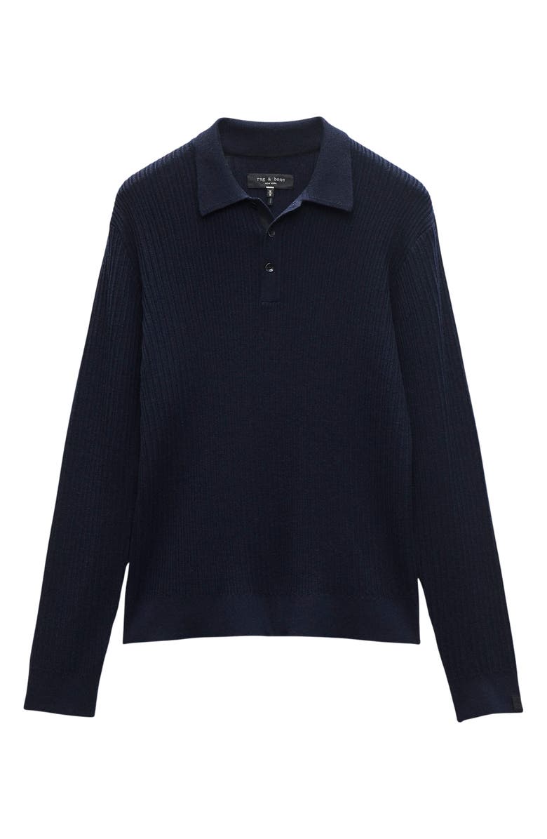 rag & bone Crawford Long Sleeve Wool & Cashmere Sweater Polo, Alternate, color, Navy