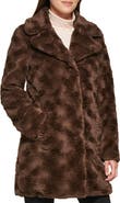 Kenneth Cole New York Notch Collar Faux Fur Coat