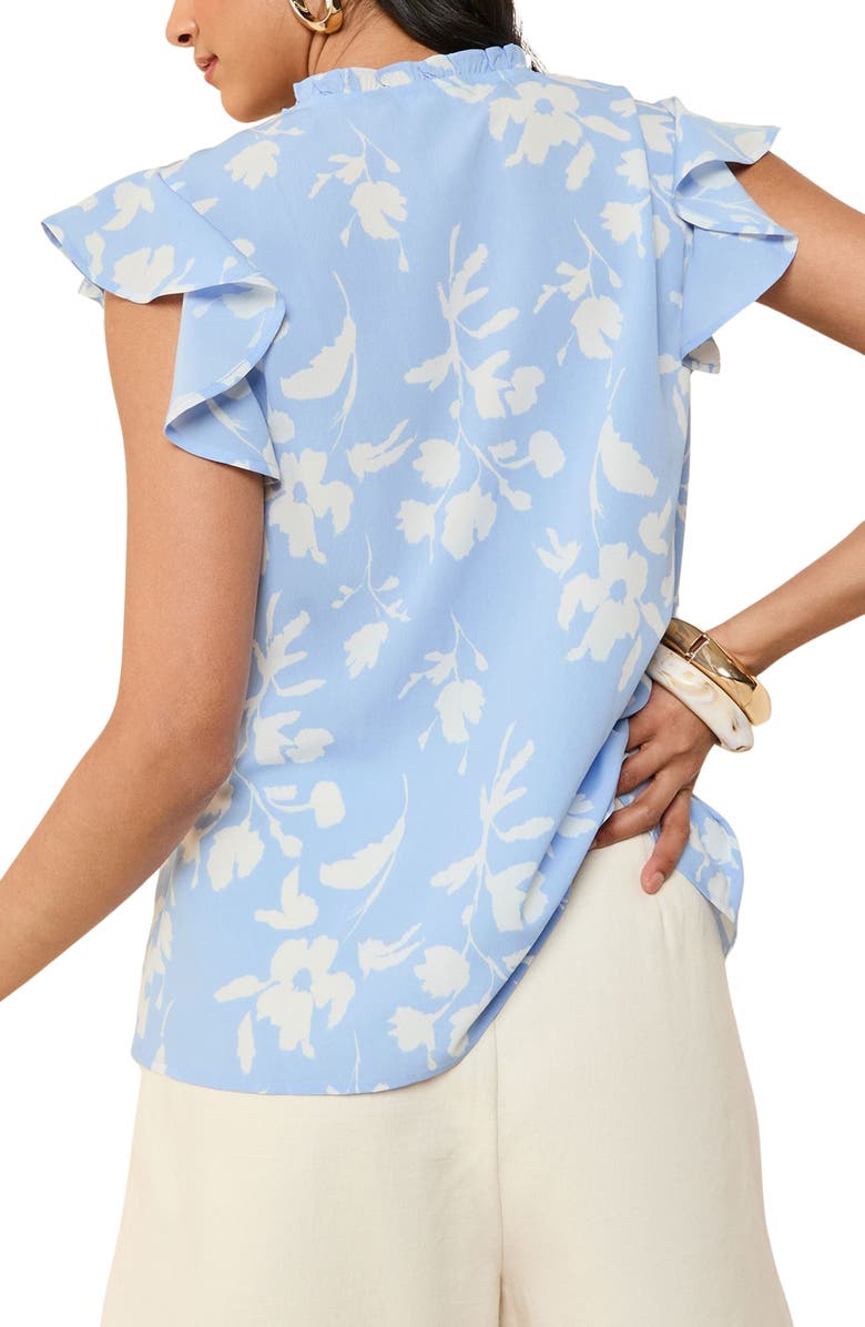 Friends Like These Floral Flutter Sleeve Top, Alternate, color, Blue