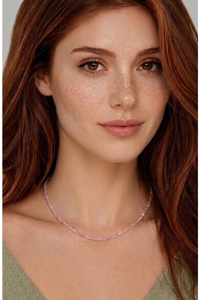 Rose Quartz Beaded Necklace, Alternate, color, ROSE/ SILVER