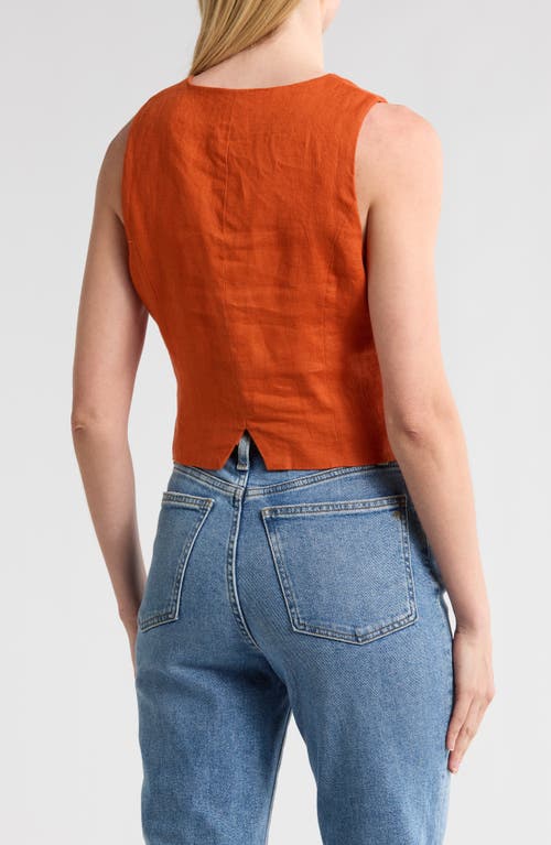 Madewell Single Breasted Linen Vest In Dark Copper