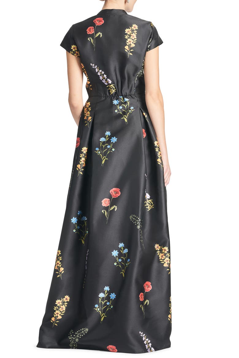 Marta Floral Mikado Ballgown, Alternate, color, NOIR BOUQUET
