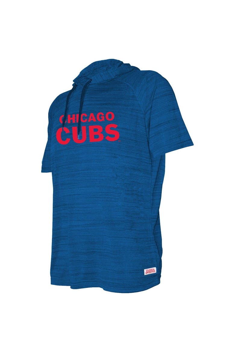 Youth Stitches Heather Royal Chicago Cubs Raglan Short Sleeve Pullover Hoodie, Alternate, color, Heather Royal
