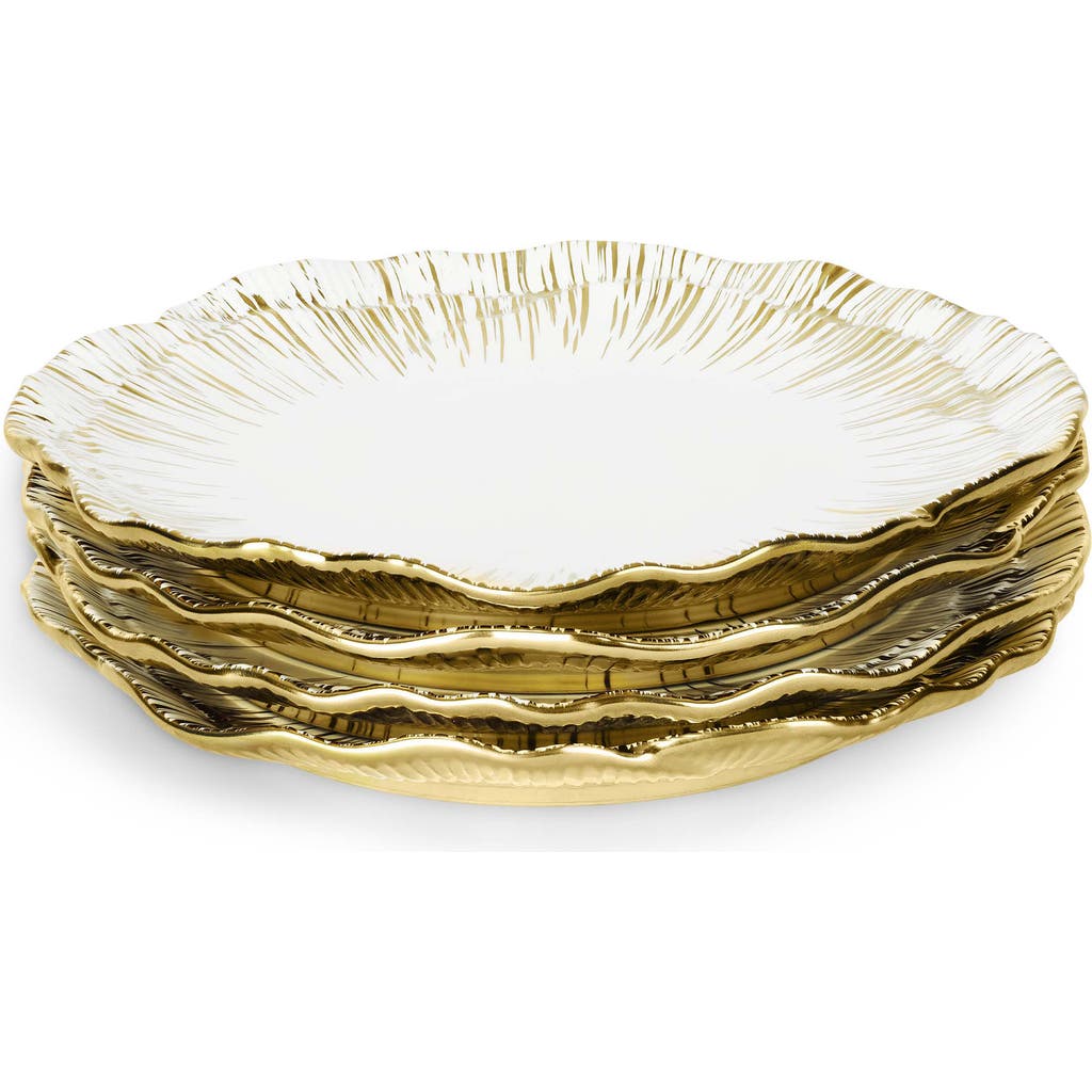 Michael Aram Anemone Set Of 4 Tidbit Plates In Gold