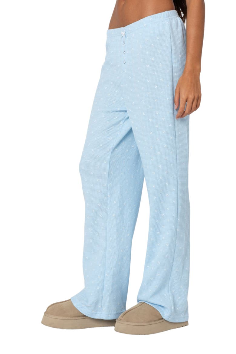 Floral Cotton Waffle Knit Pants, Alternate, color, MIX/ BLUE