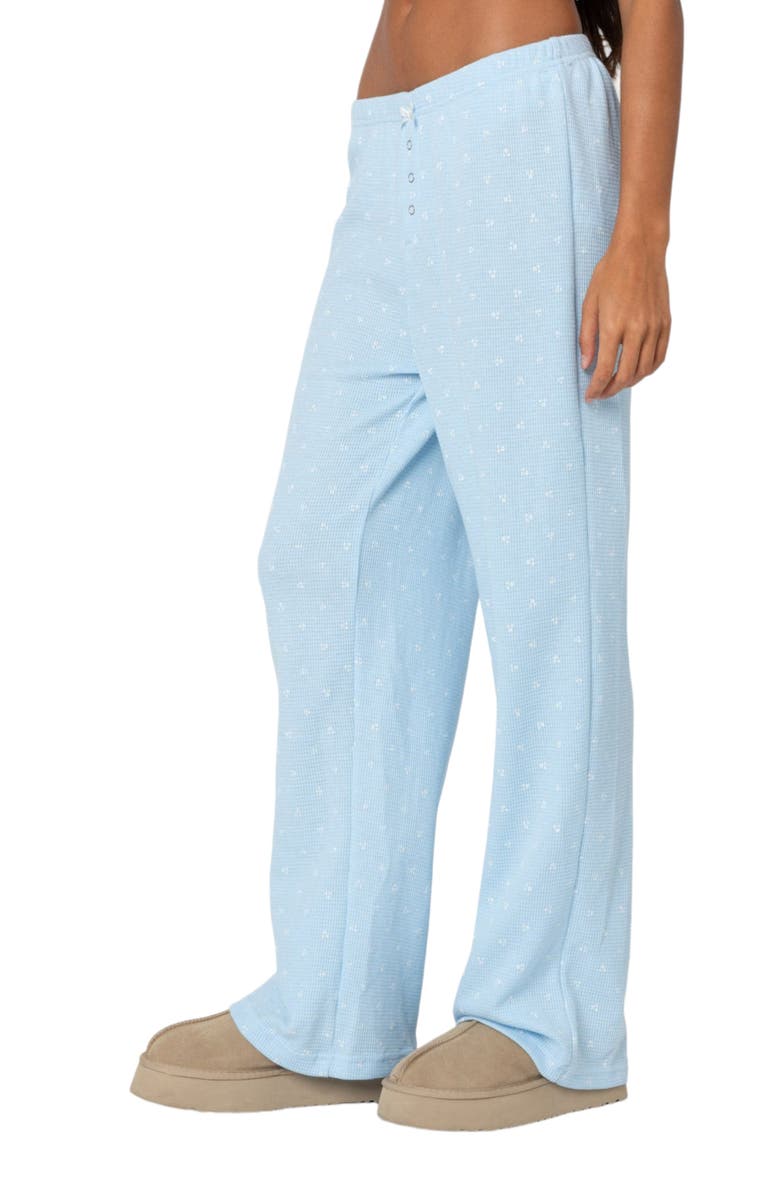EDIKTED Floral Cotton Waffle Knit Pants, Alternate, color, Mix/ Blue
