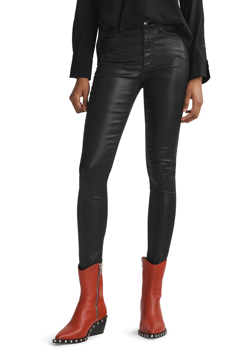 rag & bone Nina High Waist Coated Skinny Jeans, Main, color, 
