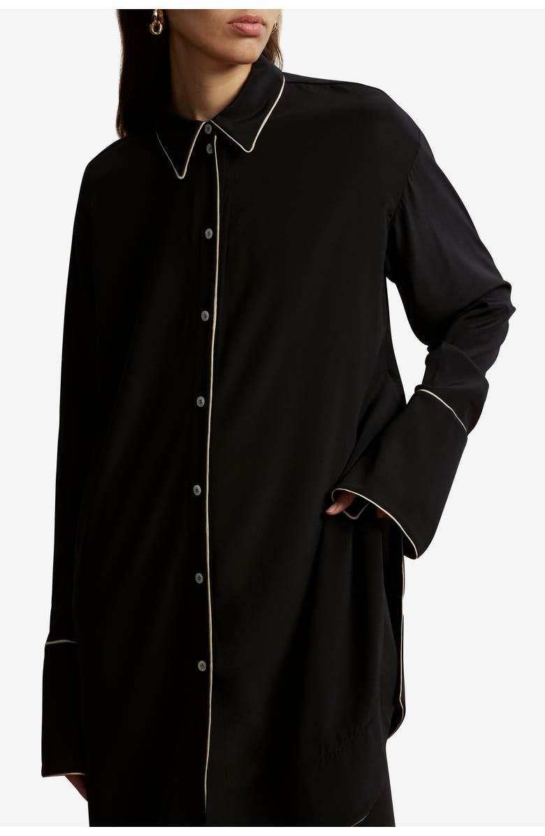 Marina Moscone Alex Shirt with Piping, Alternate, color, Black