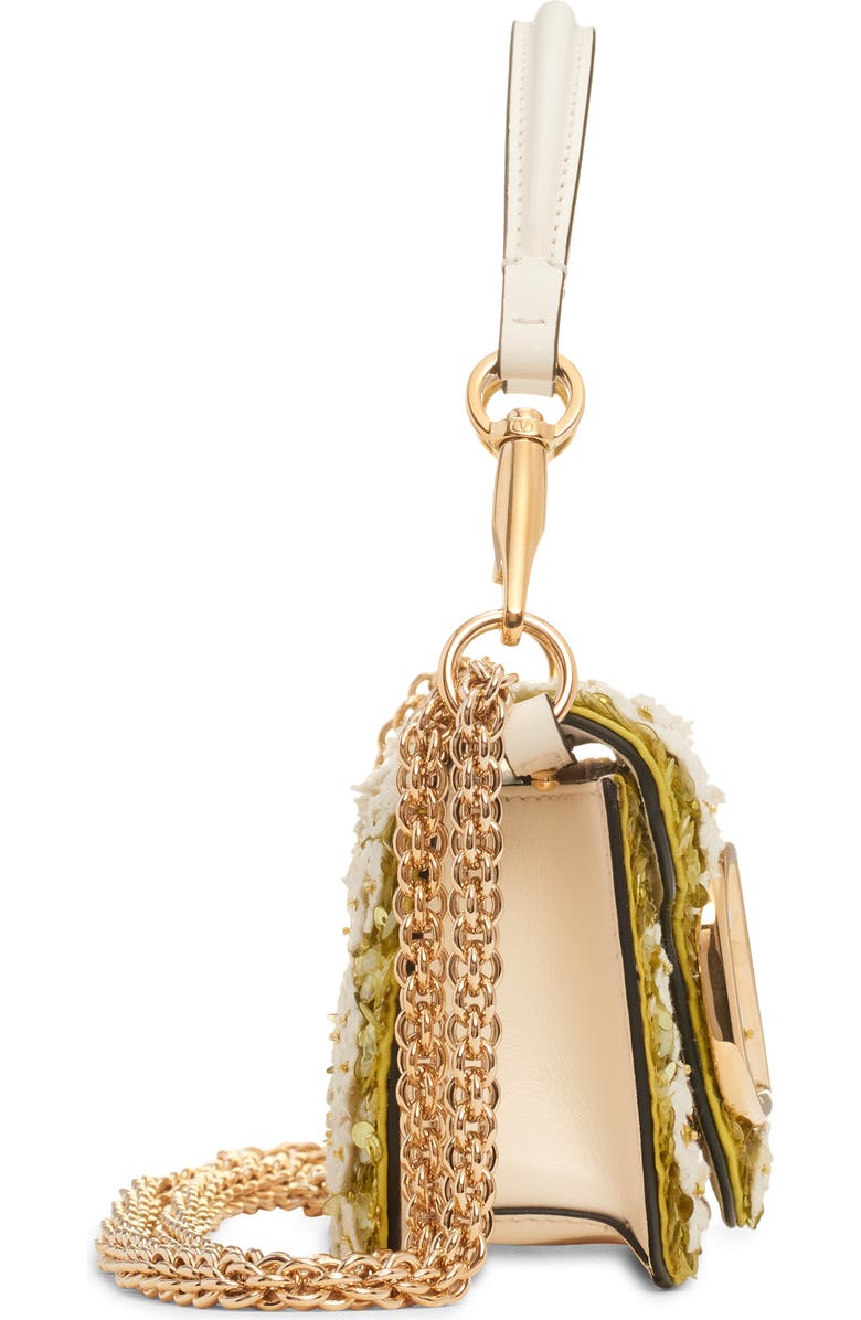 Valentino Garavani Small Daisy Locò Leather Shoulder Bag, Alternate, color, Verde-Avorio/ Ivory