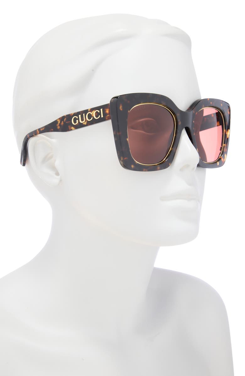 Gucci 51mm Square Sunglasses, Alternate, color, Havana Havana Brown
