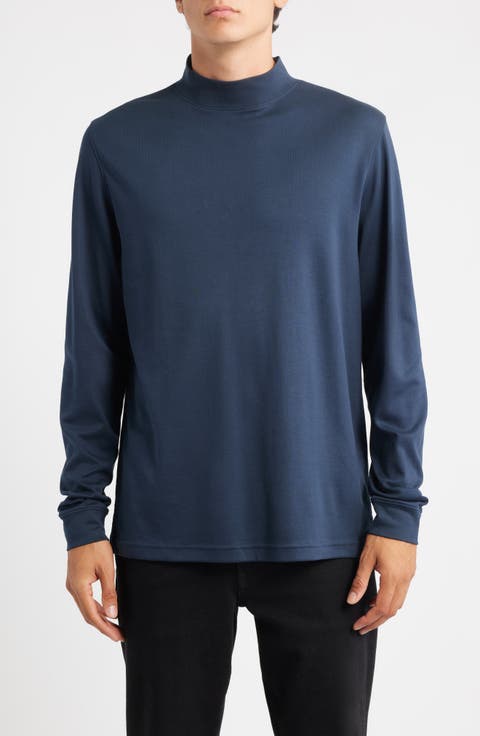Pima Cotton Interlock Mock Neck Top