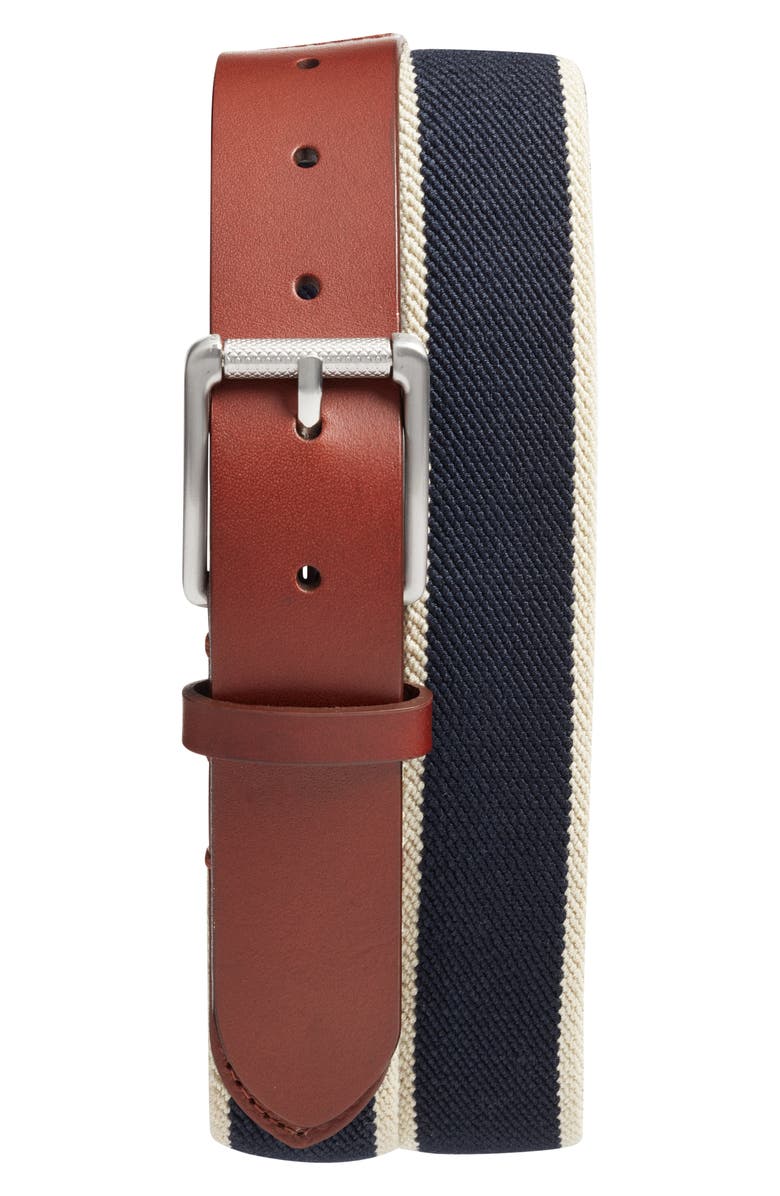 Nordstrom Charl Woven Leather Tip Belt, Main, color, Ivory- Navy