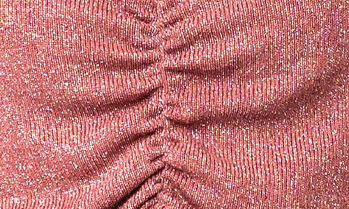 Gibsonlook V-neck Ruched Knit Top In Brown