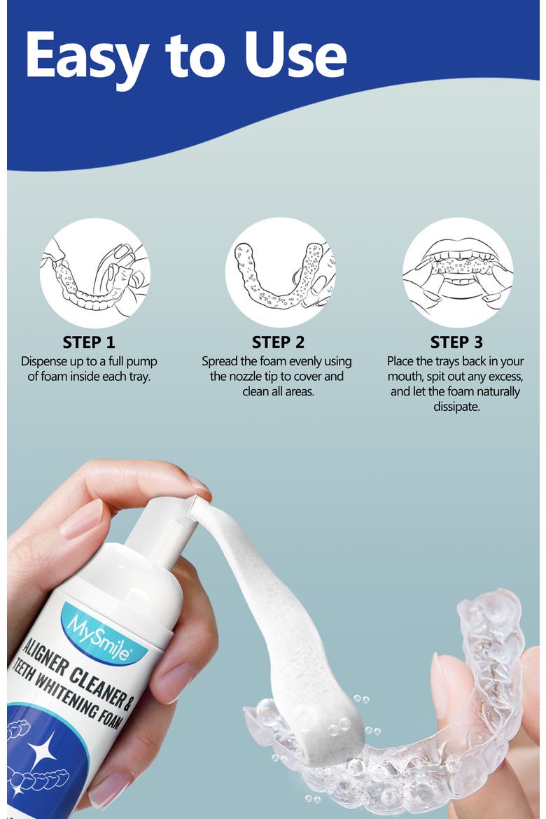 2-in-1 Aligner Cleaner & Whitening Foam, Alternate, color, White