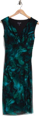 Connected Apparel Pleated Mesh Midi Dress