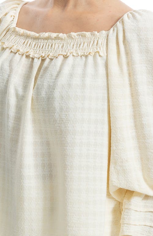 Max Studio Square Neck Three-quarter Sleeve Top In Eggshell