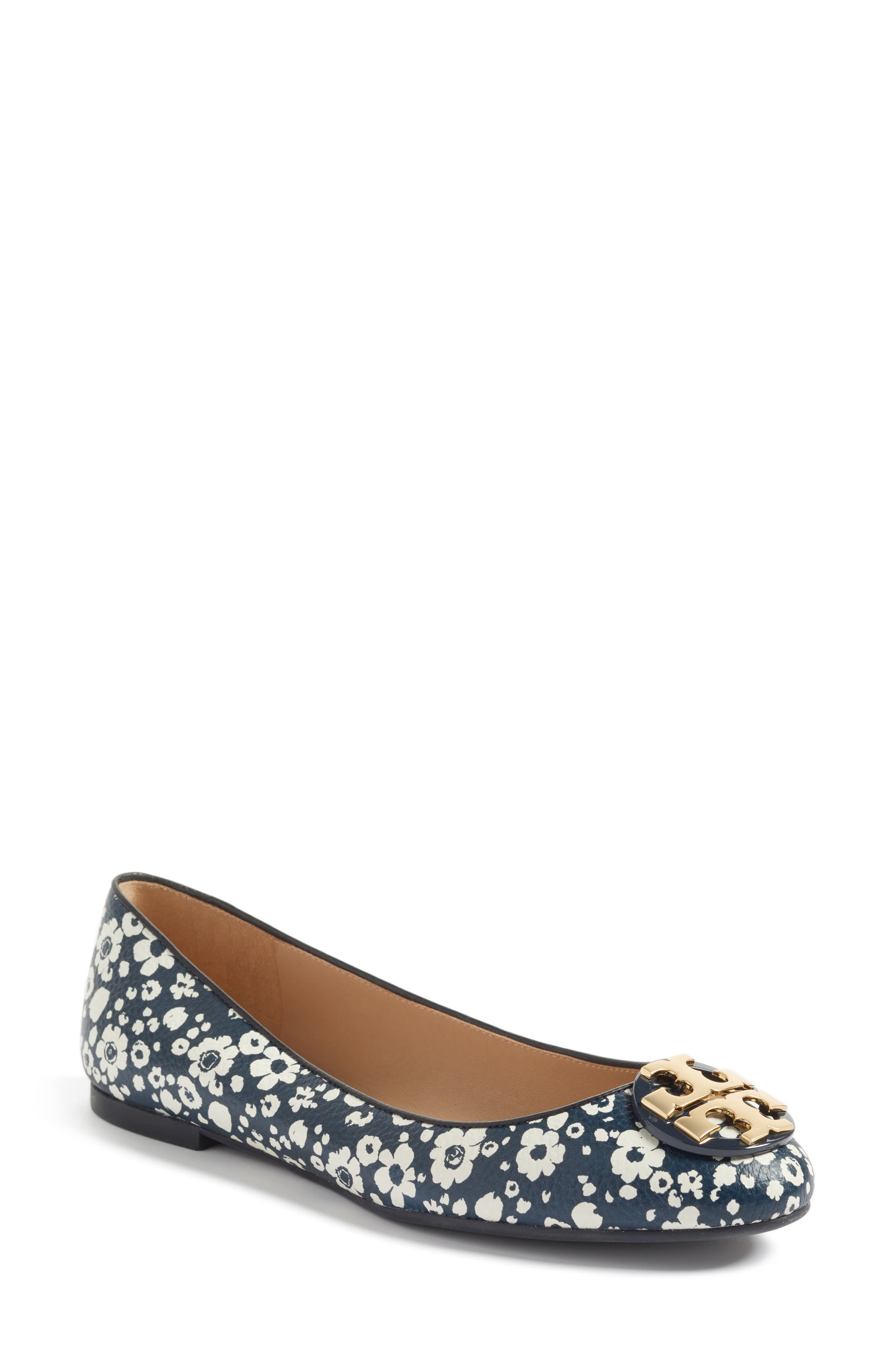 Claire Ballerina Flat, Main, color, TORY NAVY/ NEW IVORY