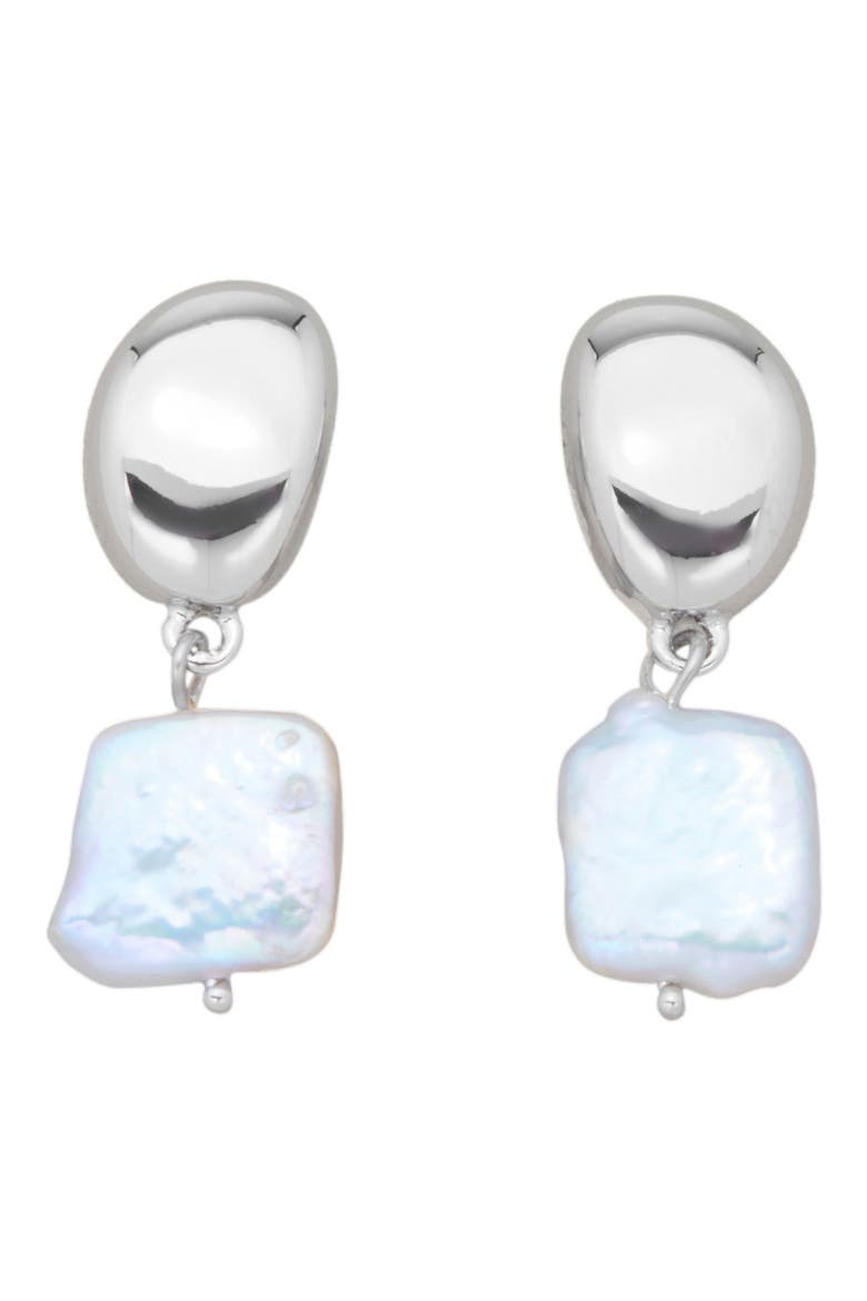 Freshwater Pearl Drop Earrings, Main, color, SILVER/WHITE