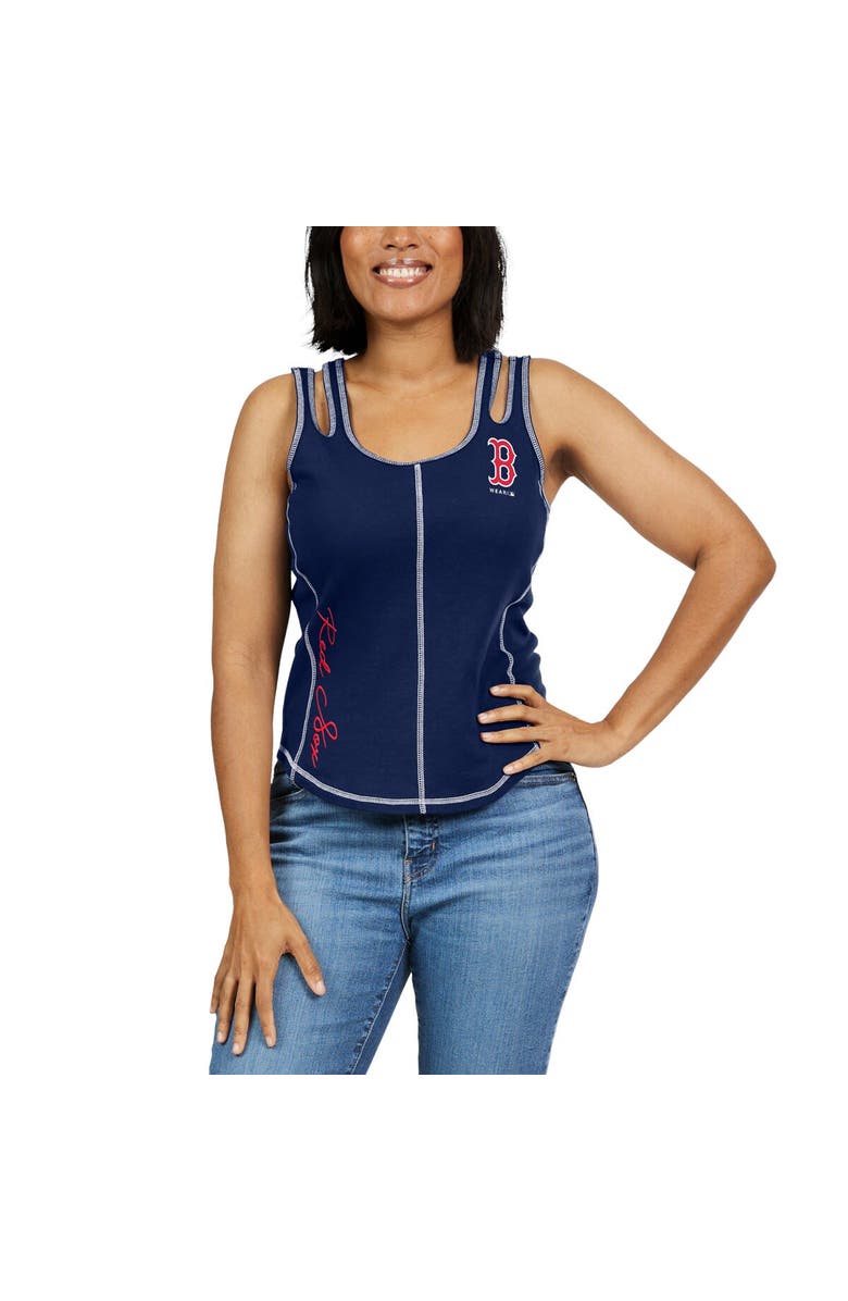 WEAR by Erin Andrews Women's WEAR by Erin Andrews Navy Boston Red Sox Contrast Stitch Tank Top, Alternate, color, Navy