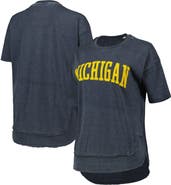 PRESSBOX Women's Pressbox Heathered Navy Michigan Wolverines Arch Poncho T-Shirt