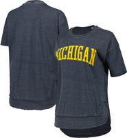 PRESSBOX Women's Pressbox Heathered Navy Michigan Wolverines Arch Poncho T-Shirt