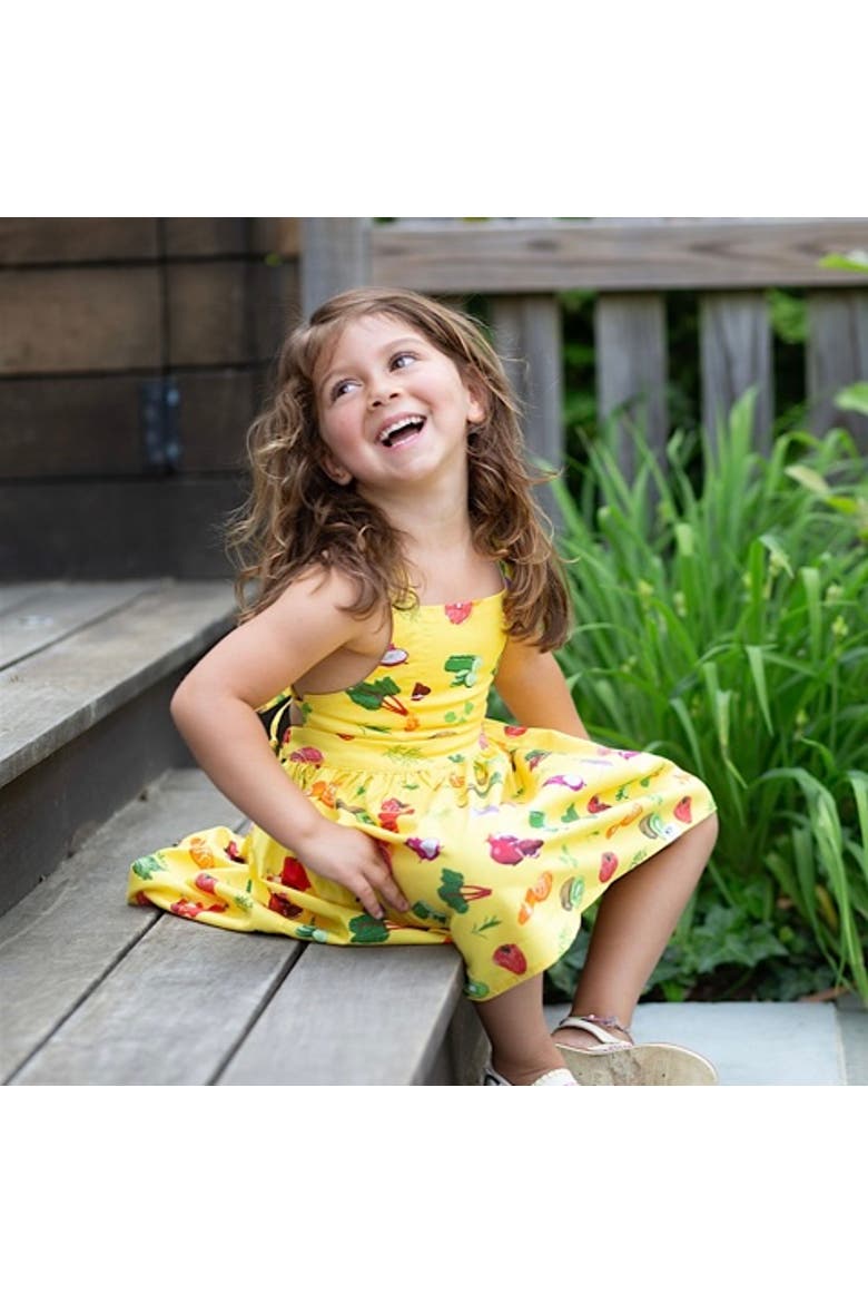 Girls Tie Back Dress, Alternate, color, Farmer's Market