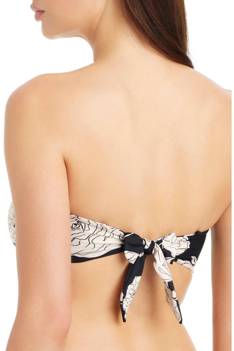 Floral V-Wire Bandeau Bikini Top, Alternate, color, BLACK