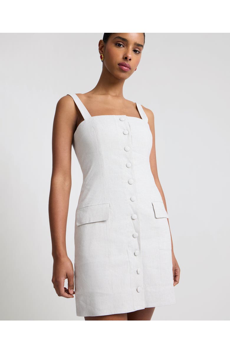 Onia Square Neck Button Down Dress, Alternate, color, Grey/White