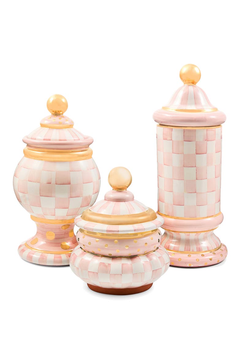 Rosy Check Ceramic Groovy Canister, Alternate, color, ROSY