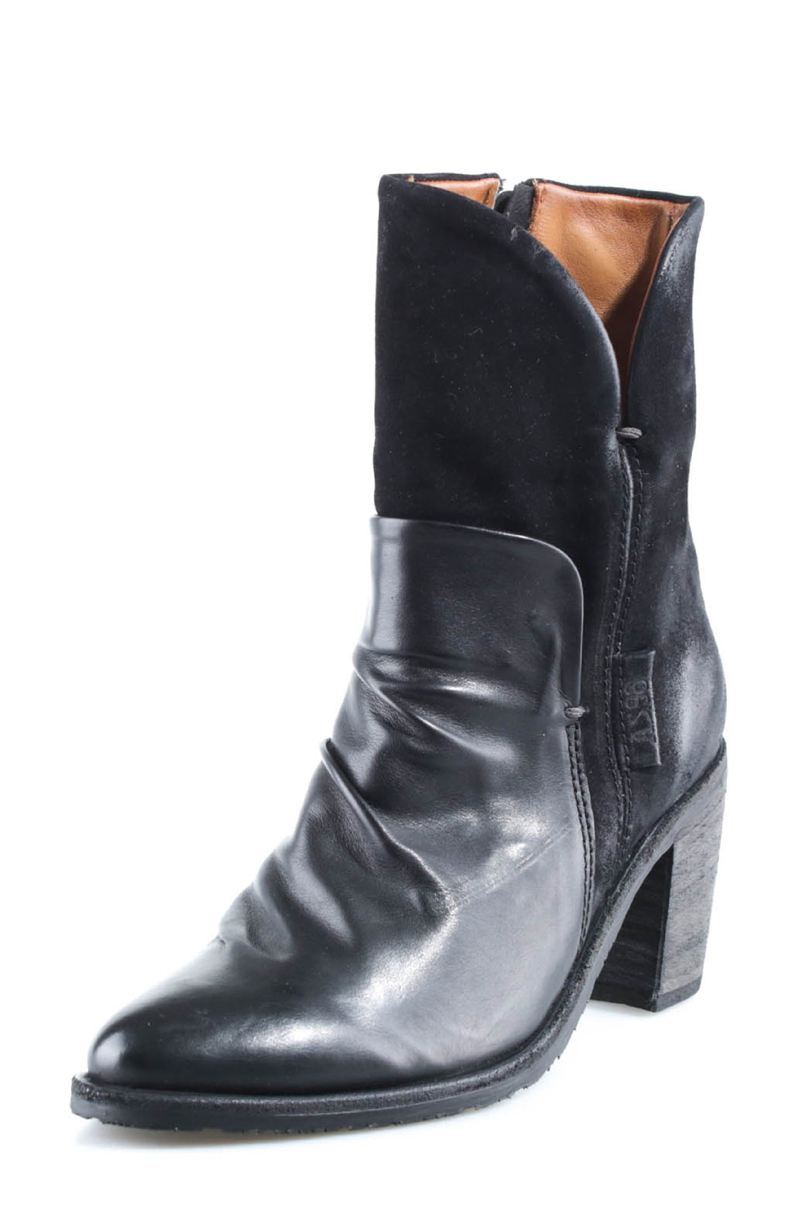 Rollins Leather Bootie, Main, color, BLACK