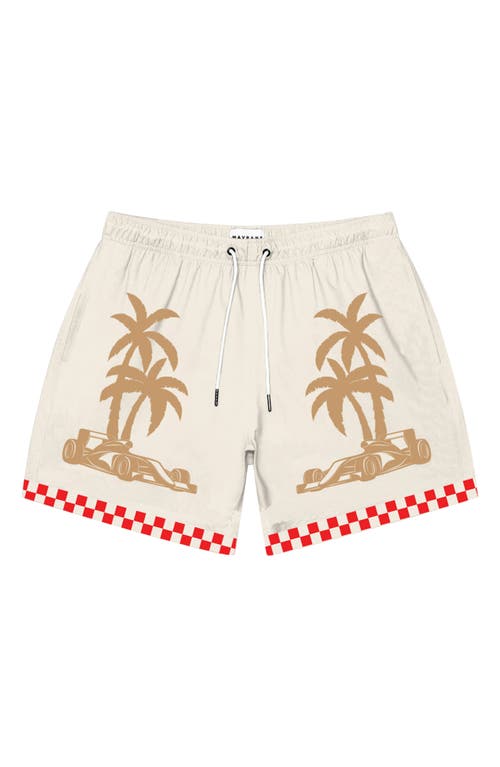 MAVRANS MAVRANS VICTORY LAP PALM SWIM TRUNKS