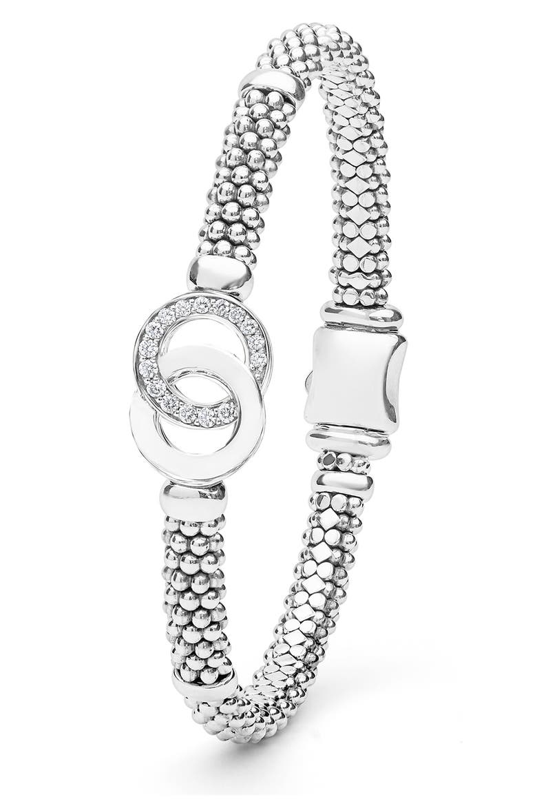 Signature Caviar Interlocking Diamond Rope Bracelet, Alternate, color, SILVER