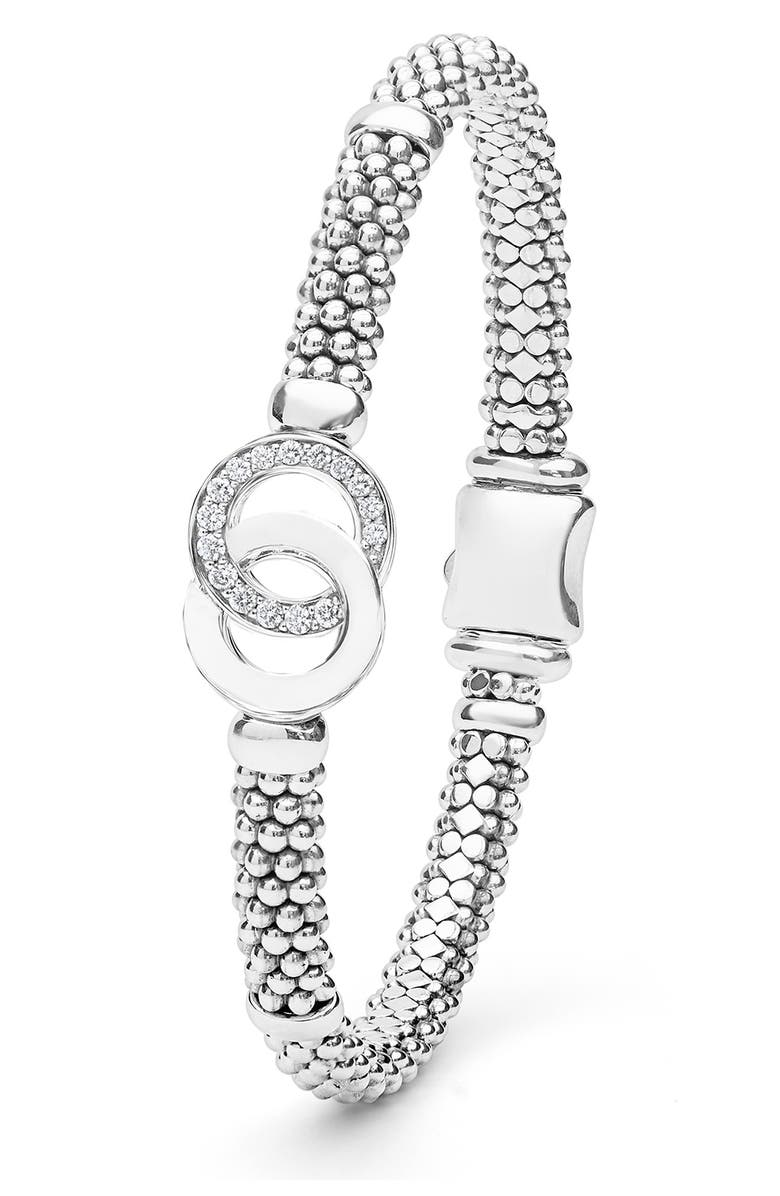 LAGOS Signature Caviar Interlocking Diamond Rope Bracelet, Alternate, color, Silver