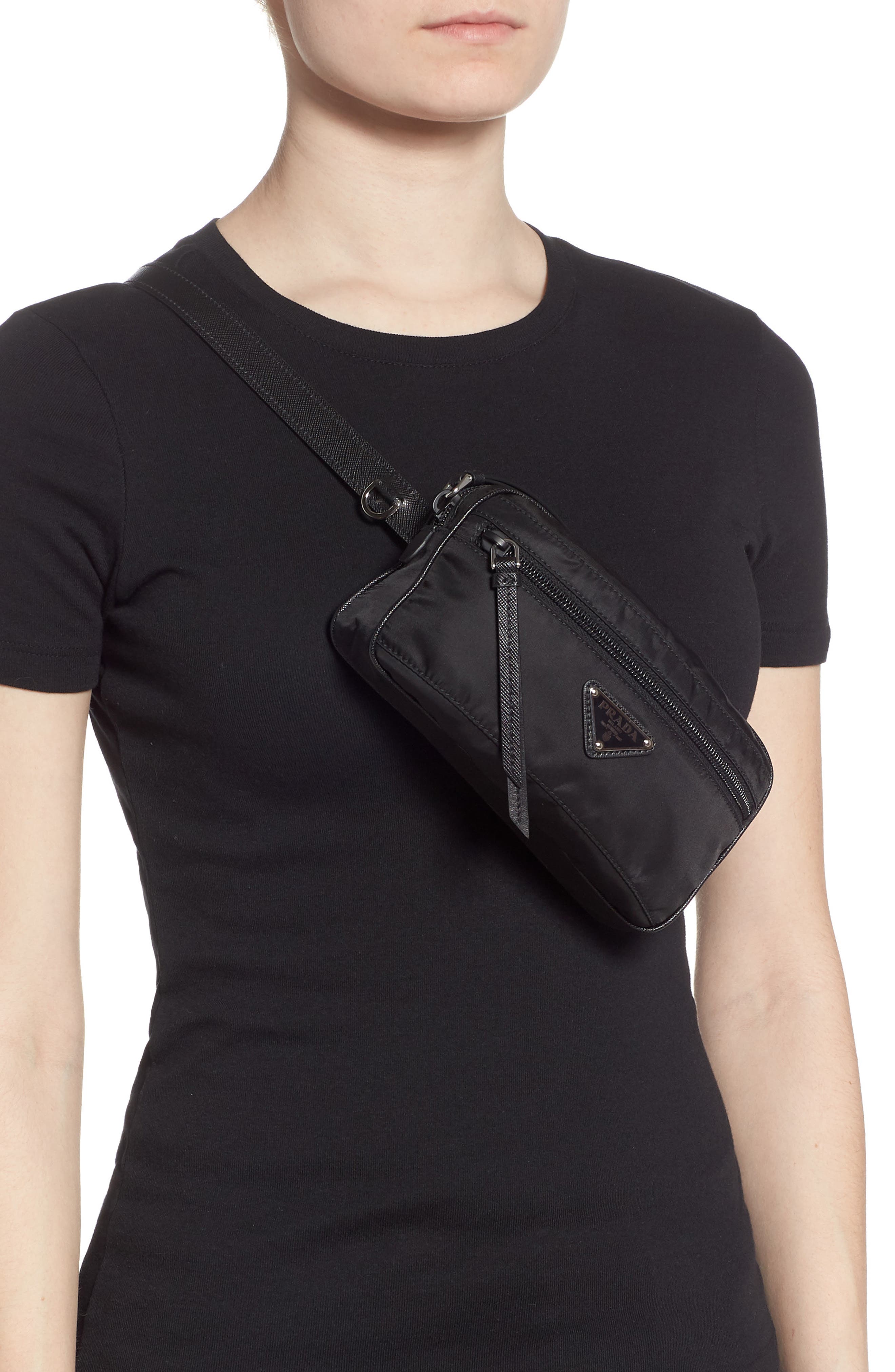 Prada Small Nylon Belt Bag, Alternate, color, 