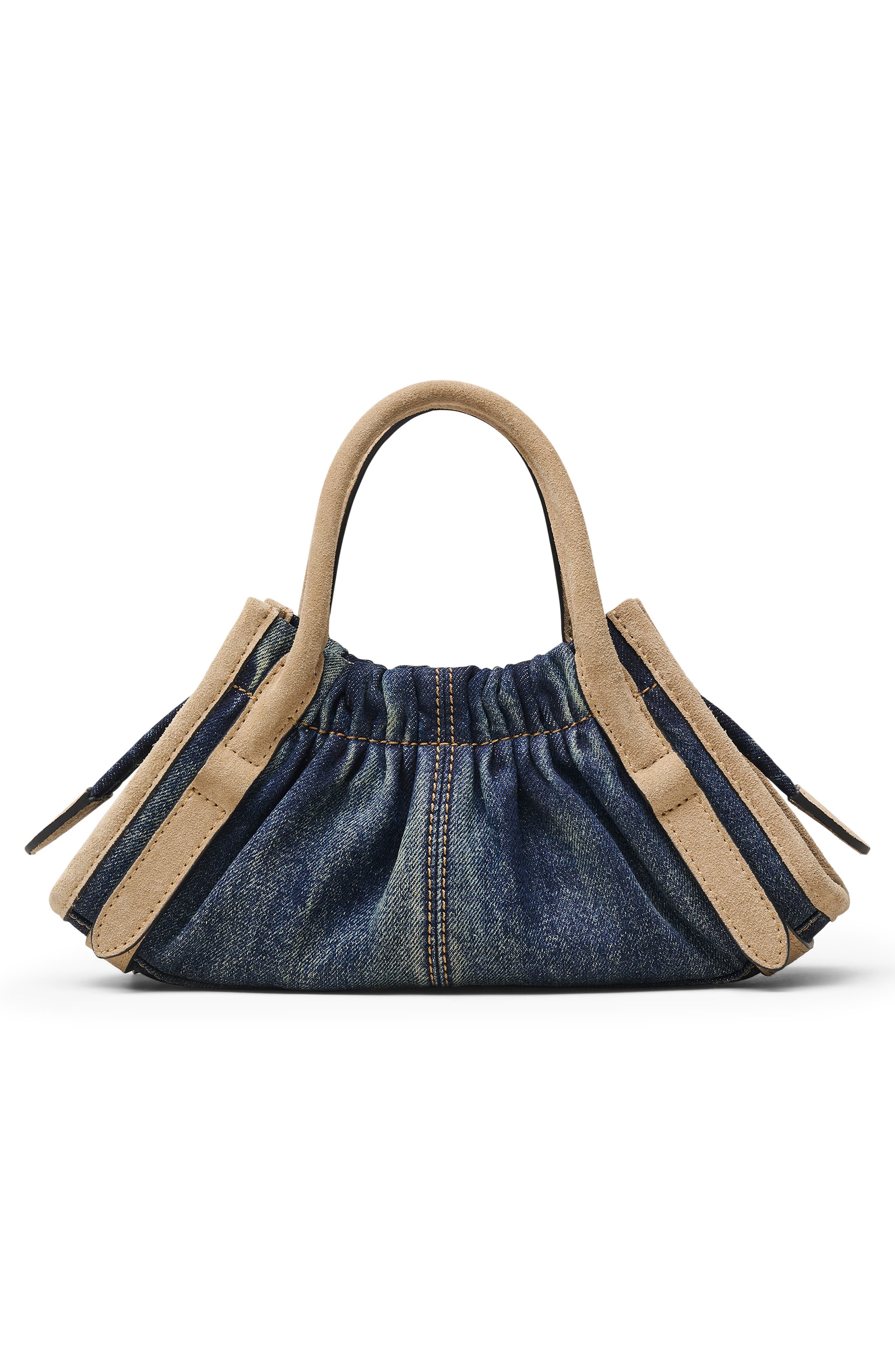 Marc Jacobs The Small Cristina Denim Suede Satchel, Alternate, color, Dark Wash Indigo