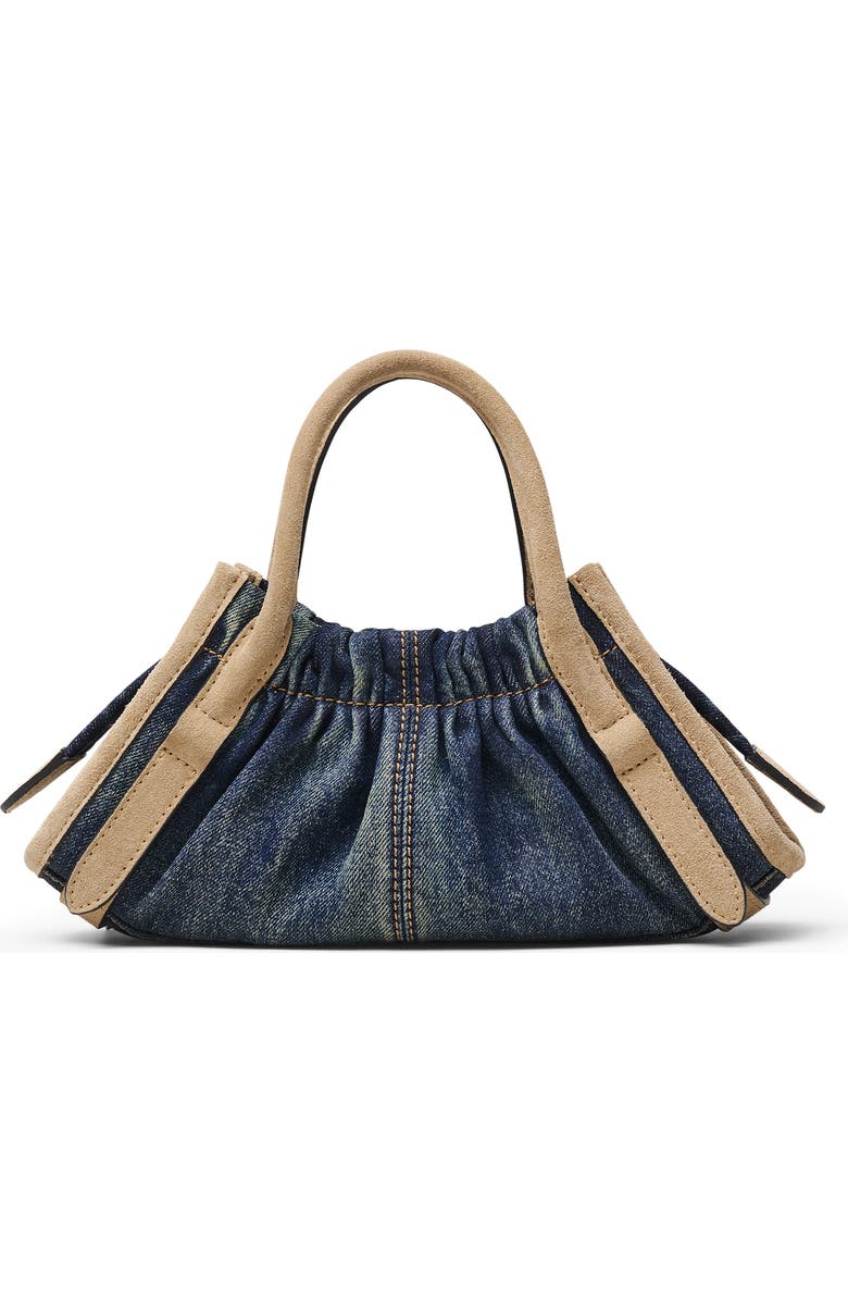 Marc Jacobs The Small Cristina Denim Suede Satchel, Alternate, color, Dark Wash Indigo