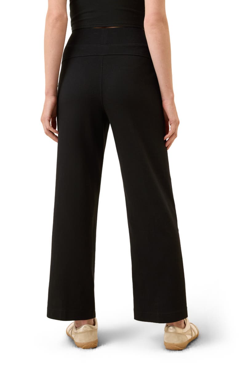 Pact Organic Cotton Airplane Pintuck Wide Leg Pant, Alternate, color, Black
