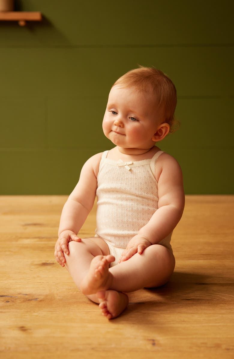 NATURE BABY Organic Cotton Pointelle Bodysuit, Alternate, color, Natural