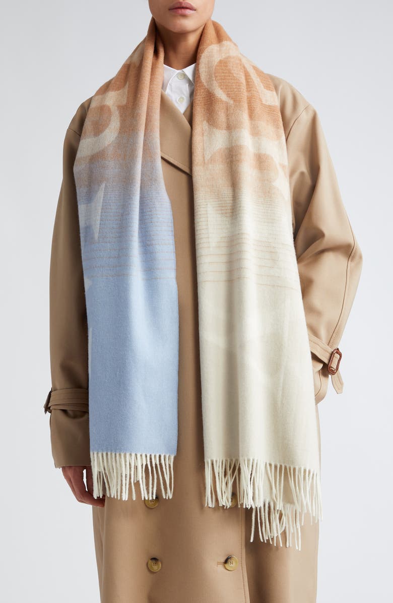 Mulberry Ombré Logo Merino Wool Scarf, Alternate, color, 