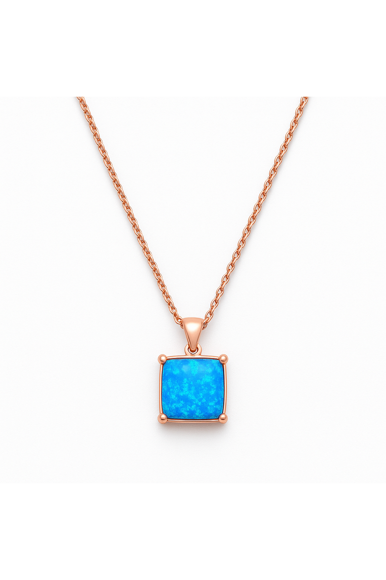 Rose Gold Flashed Sterling Silver Opal Necklace, Main, color, Rose