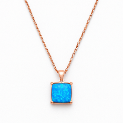 Rose Gold Flashed Sterling Silver Opal Necklace