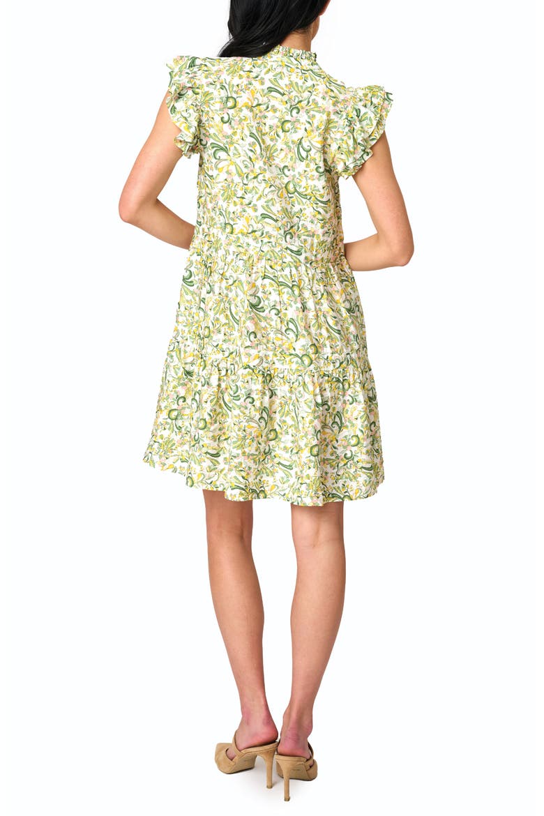 Print Flutter Sleeve Tiered Dress, Alternate, color, SECRET GARDEN