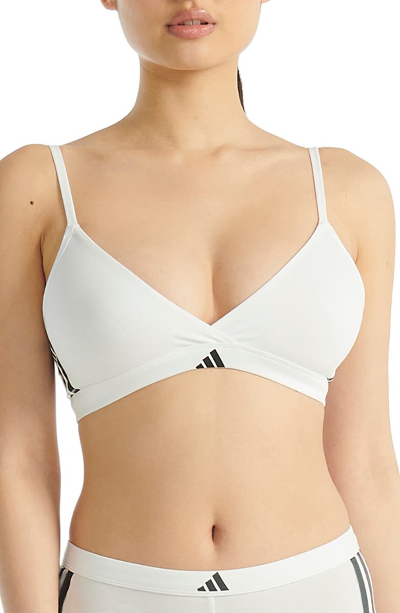 adidas Originals Cotton Blend Triangle Bralette, Main, color, White