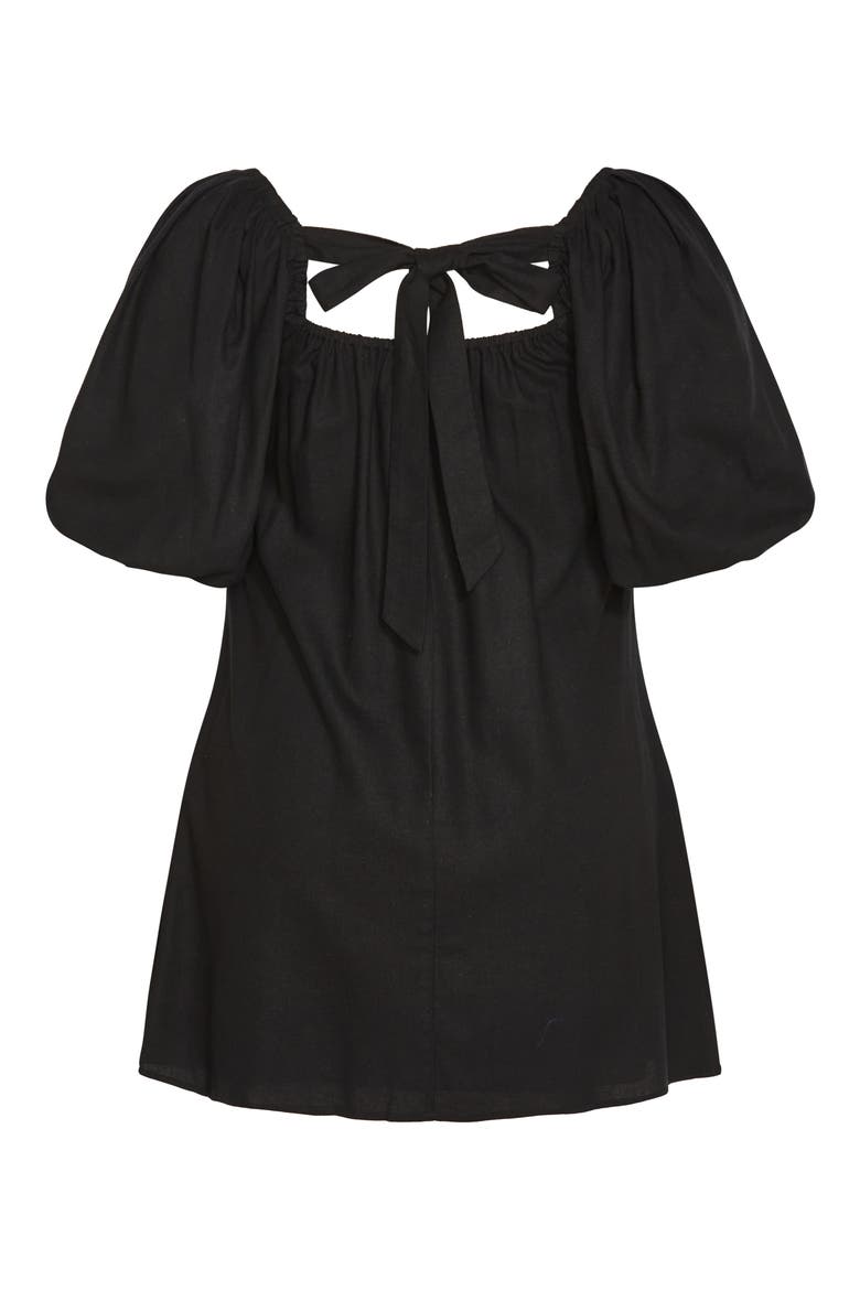 Chrissy Balloon Sleeve Minidress, Alternate, color, BLACK