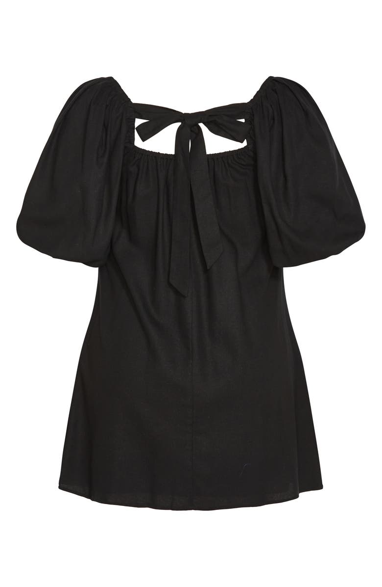 City Chic Chrissy Balloon Sleeve Minidress, Alternate, color, Black