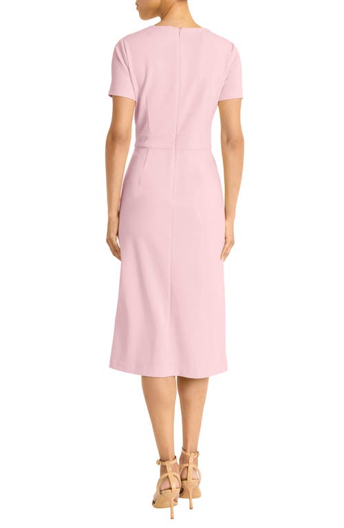 Maggy London Short Sleeve Tulip Hem Midi Dress In Shell Pink