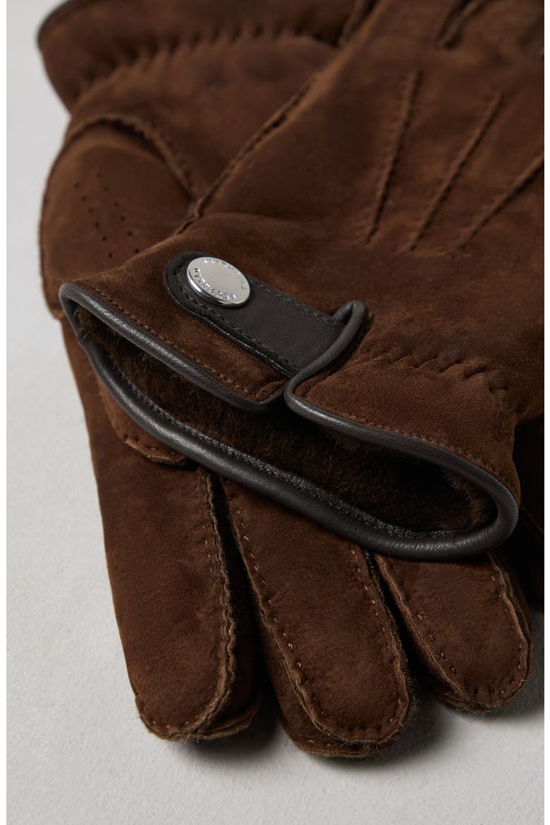 Suede shearling gloves, Alternate, color, Rust Brown