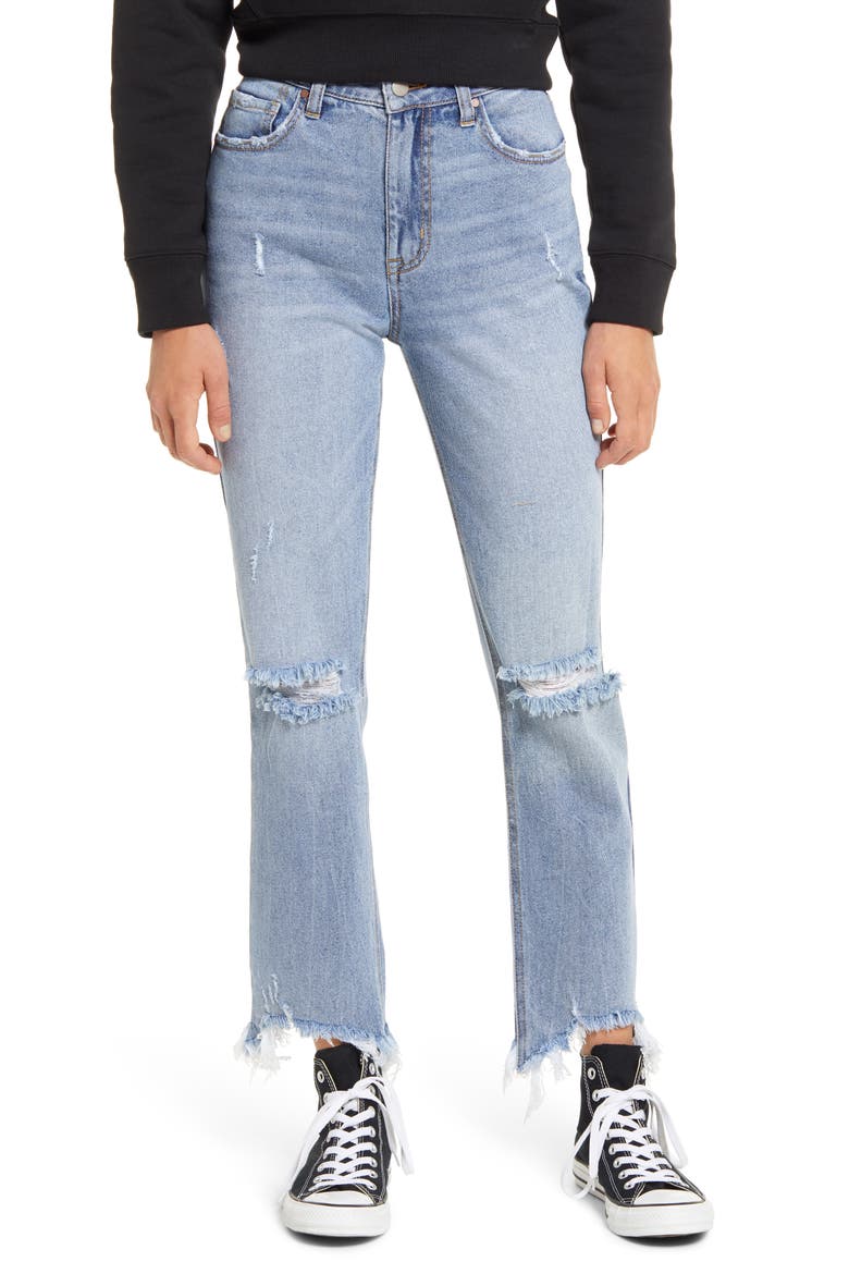 Ripped Straight Leg Jeans, Main, color, ROYAL OAK WASH