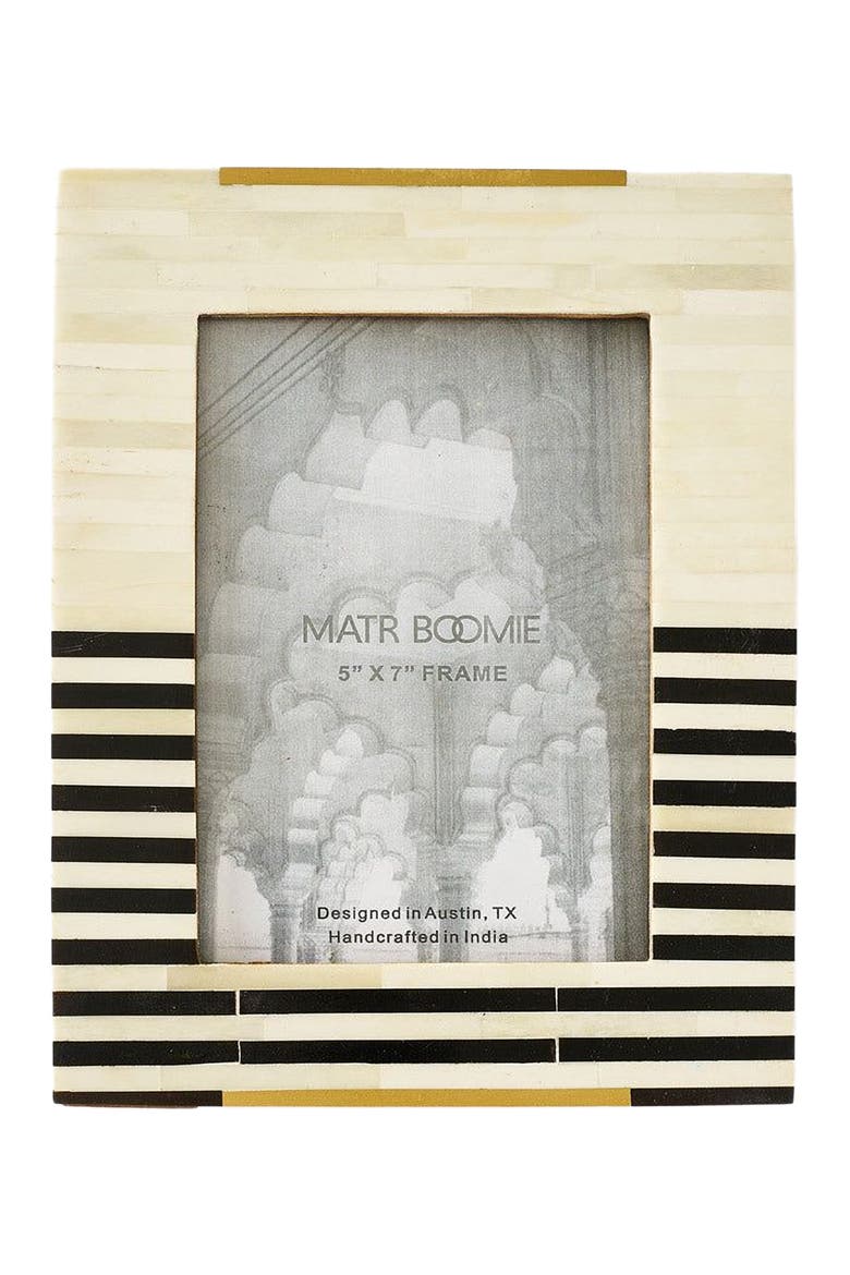 Mukhendu Stripe Black & White Picture Frame - Bone, Main, color, Black/White