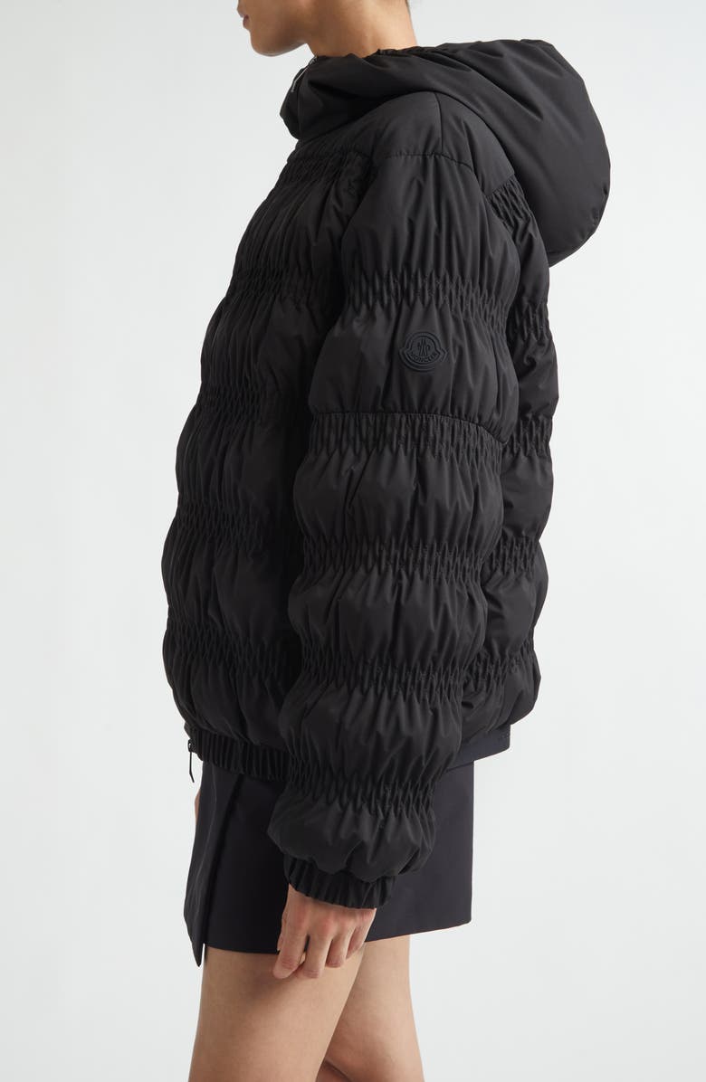 Moncler Noyer Gathered Quilted Down Jacket, Alternate, color, Black